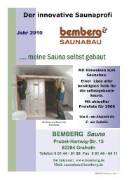 saunabau@bemberg.de Mit Hinweisen zum Saunabau. Einer Liste ...