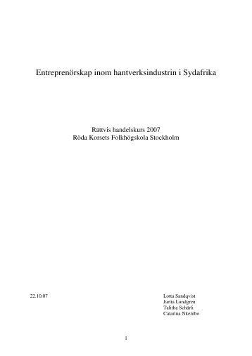 Entreprenörskap inom hantverksindustrin i Sydafrika (pdf)