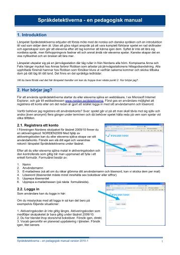 Språkdetektiverna - en pedagogisk manual - Föreningen Norden