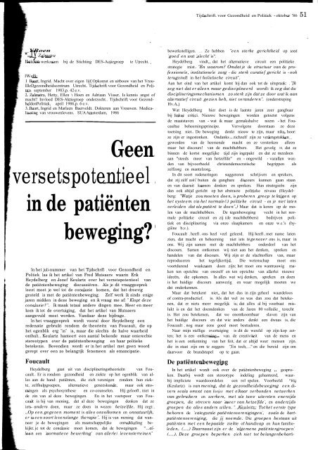 Tijdschrift Gezondheid en Politiek jaargang 1986 nr 3