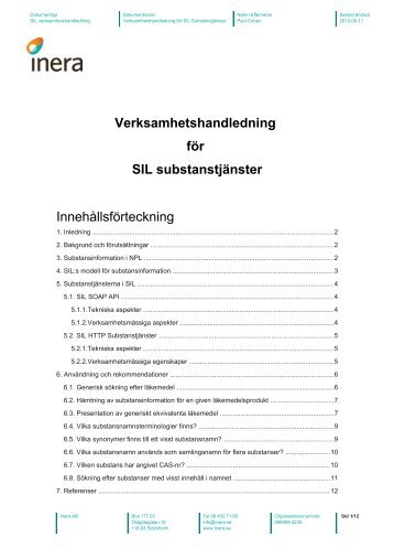SIL:s substanstjänster (verksamhetshandledning) - Inera