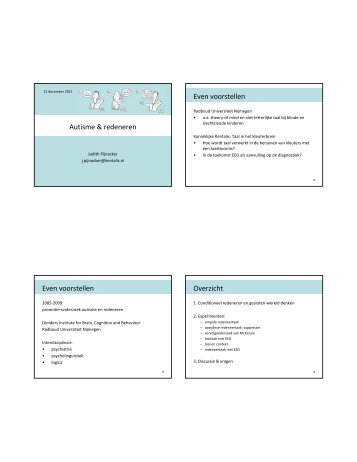 Autisme & redeneren Even voorstellen Even voorstellen Overzicht