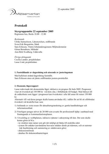 protokoll 22 september - Miljösamverkan Västra Götaland