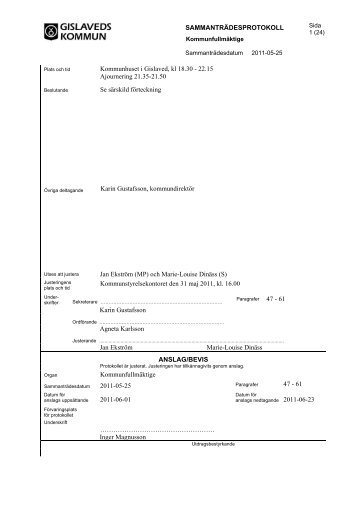 Kommunfullmäktiges protokoll 2011-05-25.pdf - Gislaveds kommun