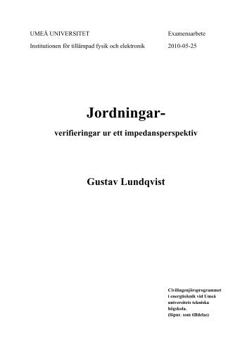 Jordningar- - Tillämpad fysik och elektronik - Umeå universitet