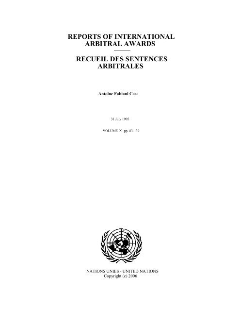 Antoine Fabiani Case - United Nations Treaty Collection