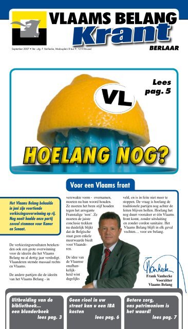 HOELANG NOG? Lees pag. 5 - Vlaams Belang - Afdeling Berlaar