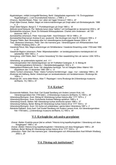 Alfabetiskt och systematiskt register - Vänersborgs Söners Gille