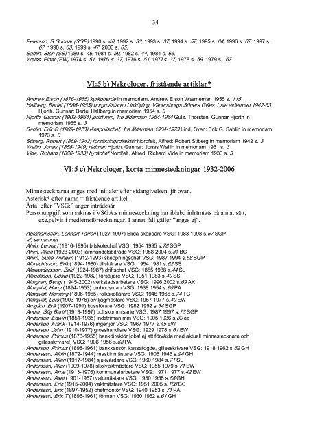 Alfabetiskt och systematiskt register - Vänersborgs Söners Gille