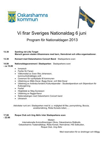 Program för Nationaldagen - Oskarshamn