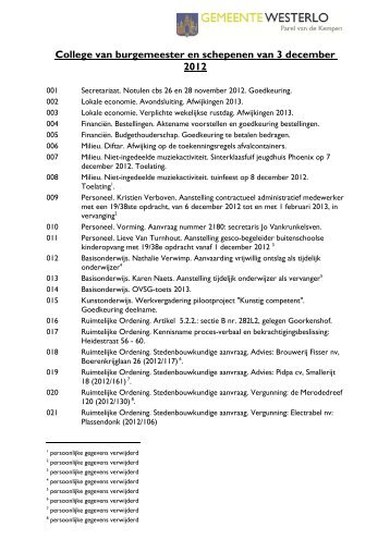 20121203 cbs verslag openbaar - Gemeente Westerlo