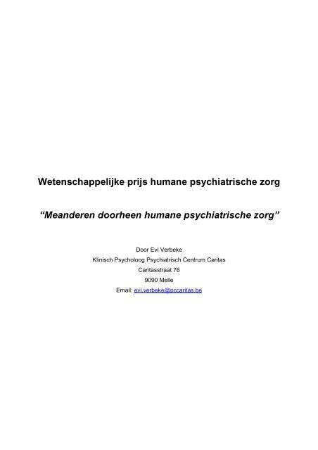 Meanderen doorheen humane psychiatrische zorg - PC Caritas