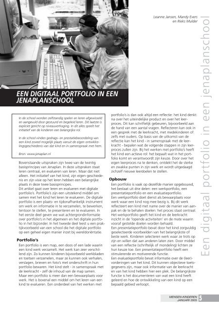 een digitaal portfolio in een jenaplanschool - Nederlandse ...