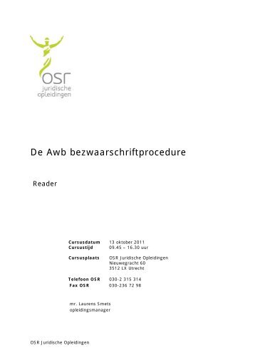 De Awb bezwaarschriftprocedure - OSR Juridische Opleidingen