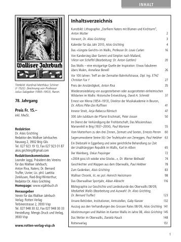 Ausgabe 2010 - Walliser Jahrbuch