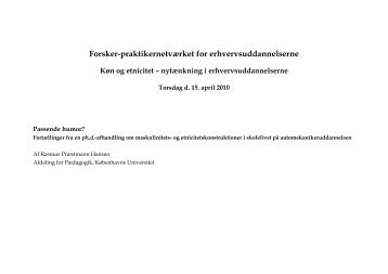 Rasmus Præstmann Hansen - Forsker-praktiker