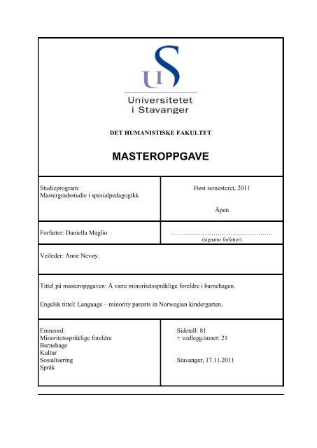 Last ned Maglios masteroppgave. - Universitetet i Stavanger