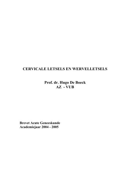 Cervicale letsels en wervelletsels - Brevet Acute Geneeskunde