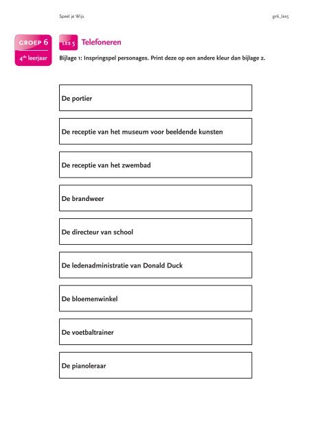 groep 6 les 5 Telefoneren