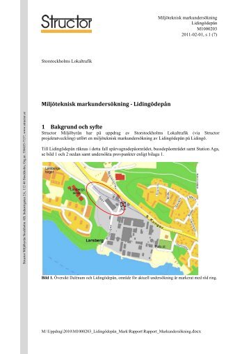 Miljöteknisk markundersökning - Lidingödepån 1 ... - Lidingö stad