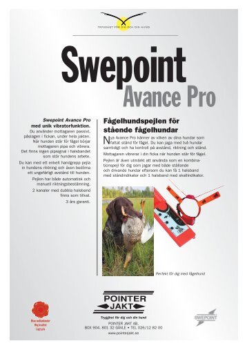 Produktblad Swepoint Avance Pro - Välkommen till Pointer Jakt!