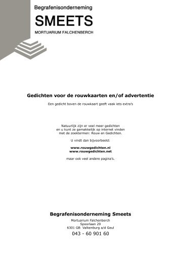 Gedichten voor de rouwkaarten en/of advertentie ...