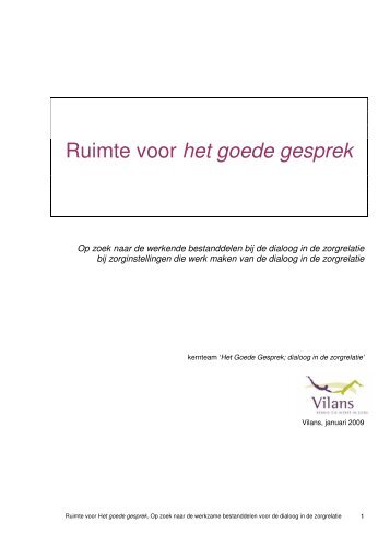 Meer Ruimte voor het goede gesprek - Vilans