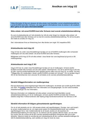 Ansökan om intyg U2 - IAF
