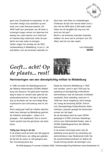 Geeft... acht! Op de plaats... rust! - Heemkundige Kring Walcheren