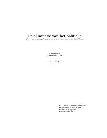 De eliminatie van het politieke - Portfolio Tibor Goossens