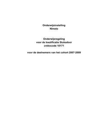 Onderwijsinstelling Nimeto Onderwijsregeling ... - DE Vakopleiding