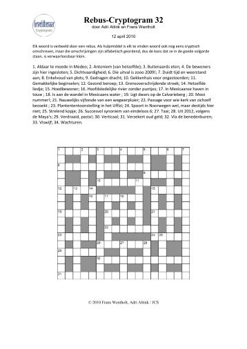 Rebus-Cryptogram 32 - Jaspers cryptogrammen site