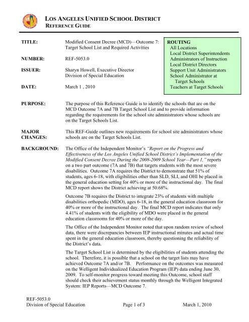 Ag Requirements Chart Lausd