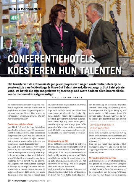 'Wij verwachten saamhorigheid' - Hospitality Management