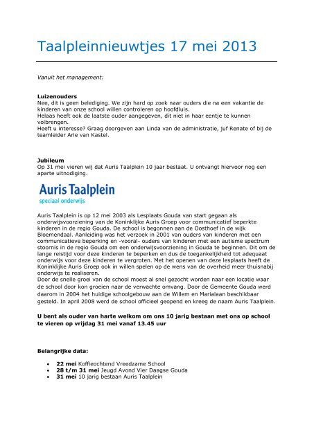 Taalpleinnieuwtjes 17 mei 2013.pdf - Koninklijke Auris Groep