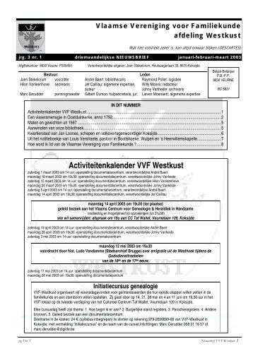 2003 - Familiekunde Westkust