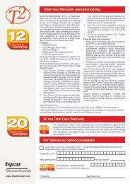 Total Care Warranty Garantiunderlag - Pentair Thermal Controls