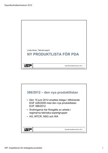 Ny produktlista för PDA - Inspektionen för strategiska produkter