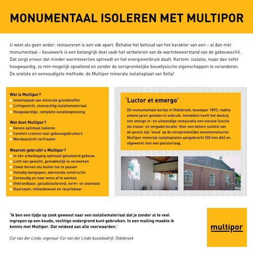 Monumentaal isoleren met Multipor (pdf) - Xella