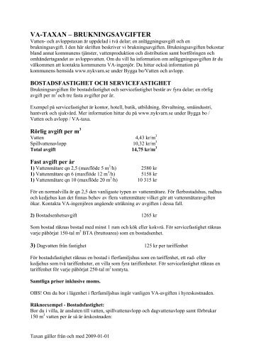 VA-TAXAN – BRUKNINGSAVGIFTER - Nykvarns kommun