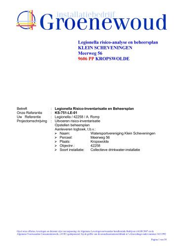 Legionella risico-analyse en beheersplan KLEIN SCHEVENINGEN ...