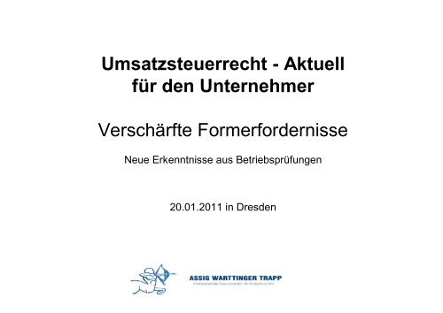 Umsatzsteuerrecht - Aktuell für den Unternehmer Verschärfte ...