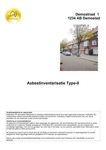 Voorbeeldrapport (.pdf) asbestinventarisatie Type-0. - Perfectbouw