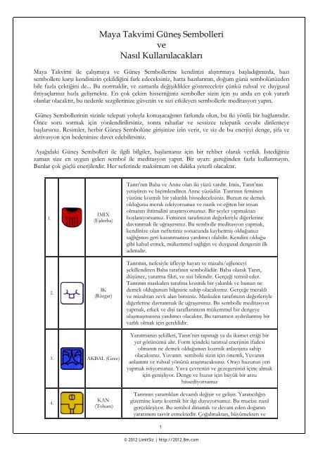 Maya Takvimi Güneş Sembolleri ve Nasıl Kullanılacakları