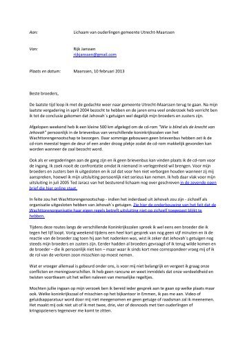 Brief aan Ouderlingen Gemeente Utrecht-Maarssen ... - Rijk Janssen