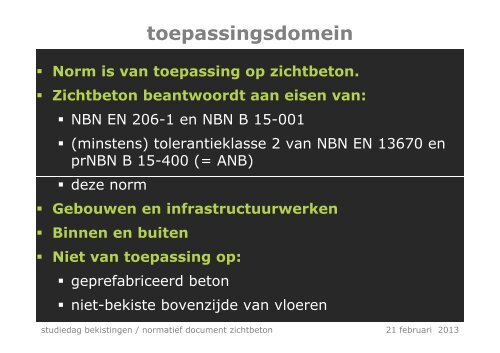 Belgisch normatief document ZICHTBETON stand van ... - Betonica