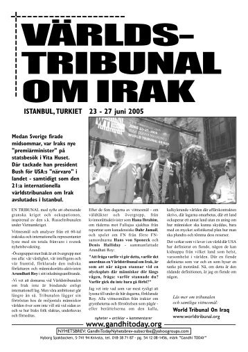 VÄRLDS- TRIBUNAL OM IRAK - Gandhi TODAY