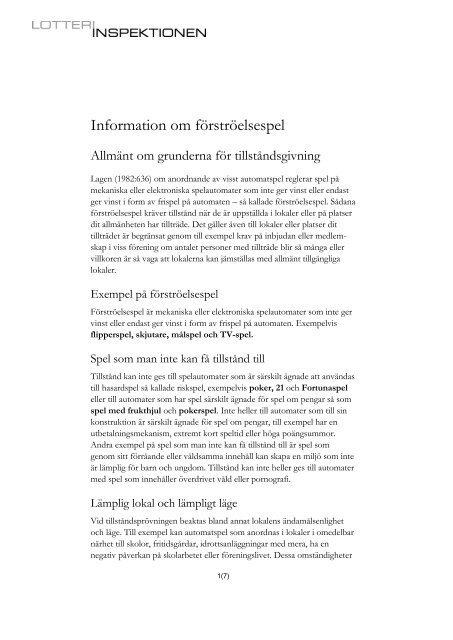 Information om förströelsespel - Lotteriinspektionen