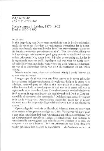 Sociale onrust in Leiden, 1870-1902 Deel I - Historische vereniging ...