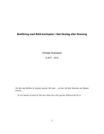 Bokföring med BAS-kontoplan i litet företag eller förening - Bokis